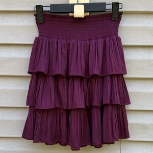 Anthropologie | Tiered Purple Mini Skirt size Extra Small